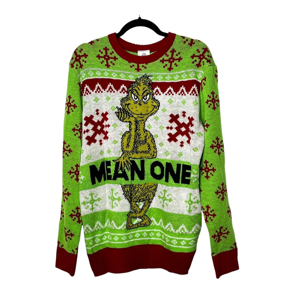 The Grinch Mean One Ugly Christmas Sweater Mens Large Green Red Dr Seuss Holiday